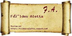 Földes Aletta névjegykártya