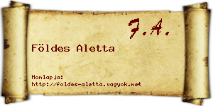 Földes Aletta névjegykártya